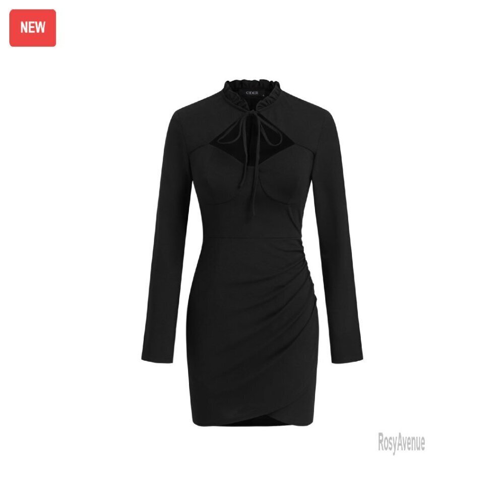 Long Sleeve Bodycon Mini Dress with Cutout and Ruched Details